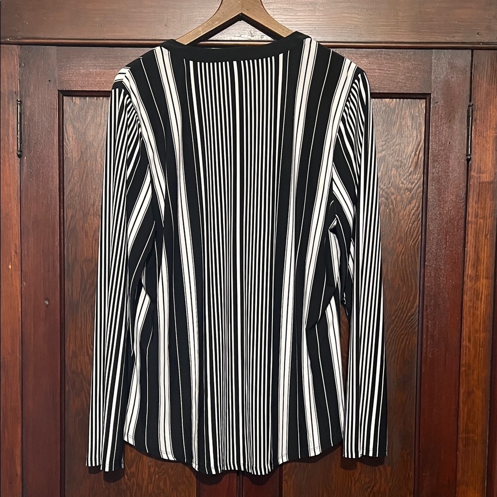 INC International Concepts Black and White Striped Blouse - Picture 5 of 5